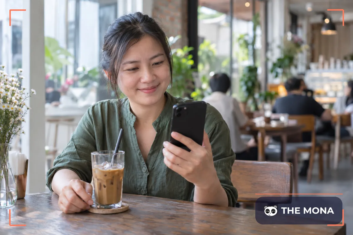 Chủ shop ngồi quán cà phê buổi sáng mỉm cười xem đơn về trong đêm
