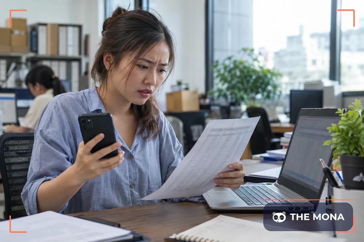 Nhân viên rối khi so bảng giá giấy với file bảng giá trên laptop