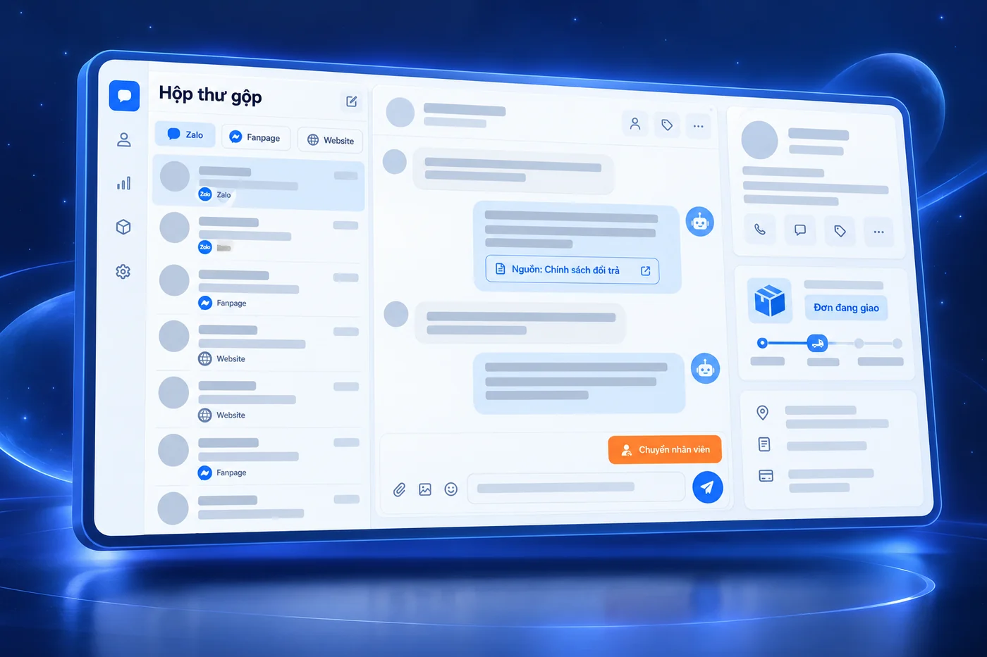 Bảng quản trị chatbot minh hoạ của Viết chatbot chăm sóc khách hàng