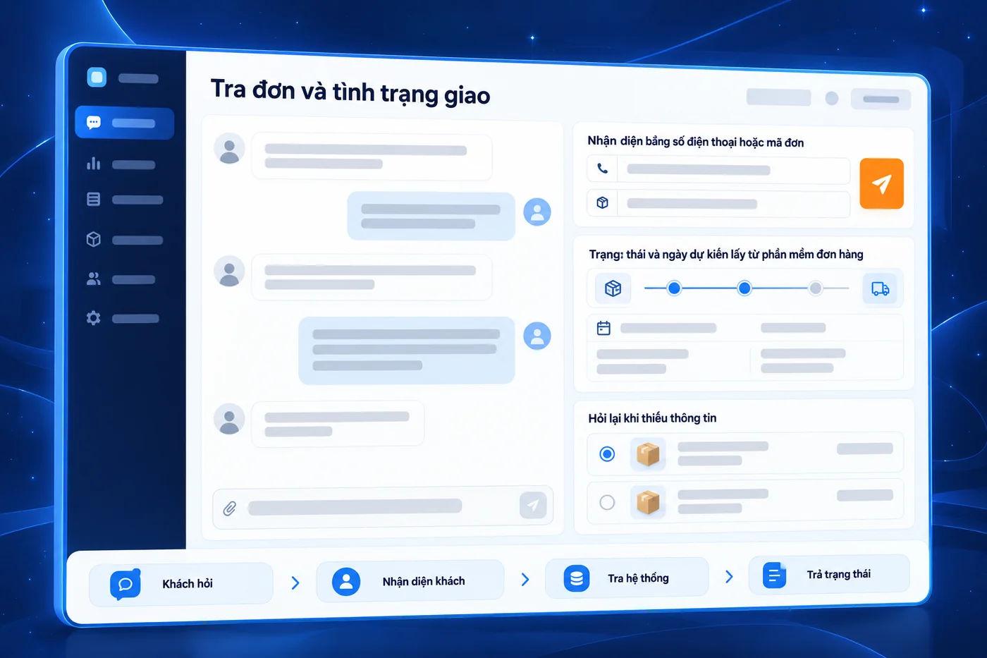 Màn hình minh hoạ: Tra đơn và tình trạng giao