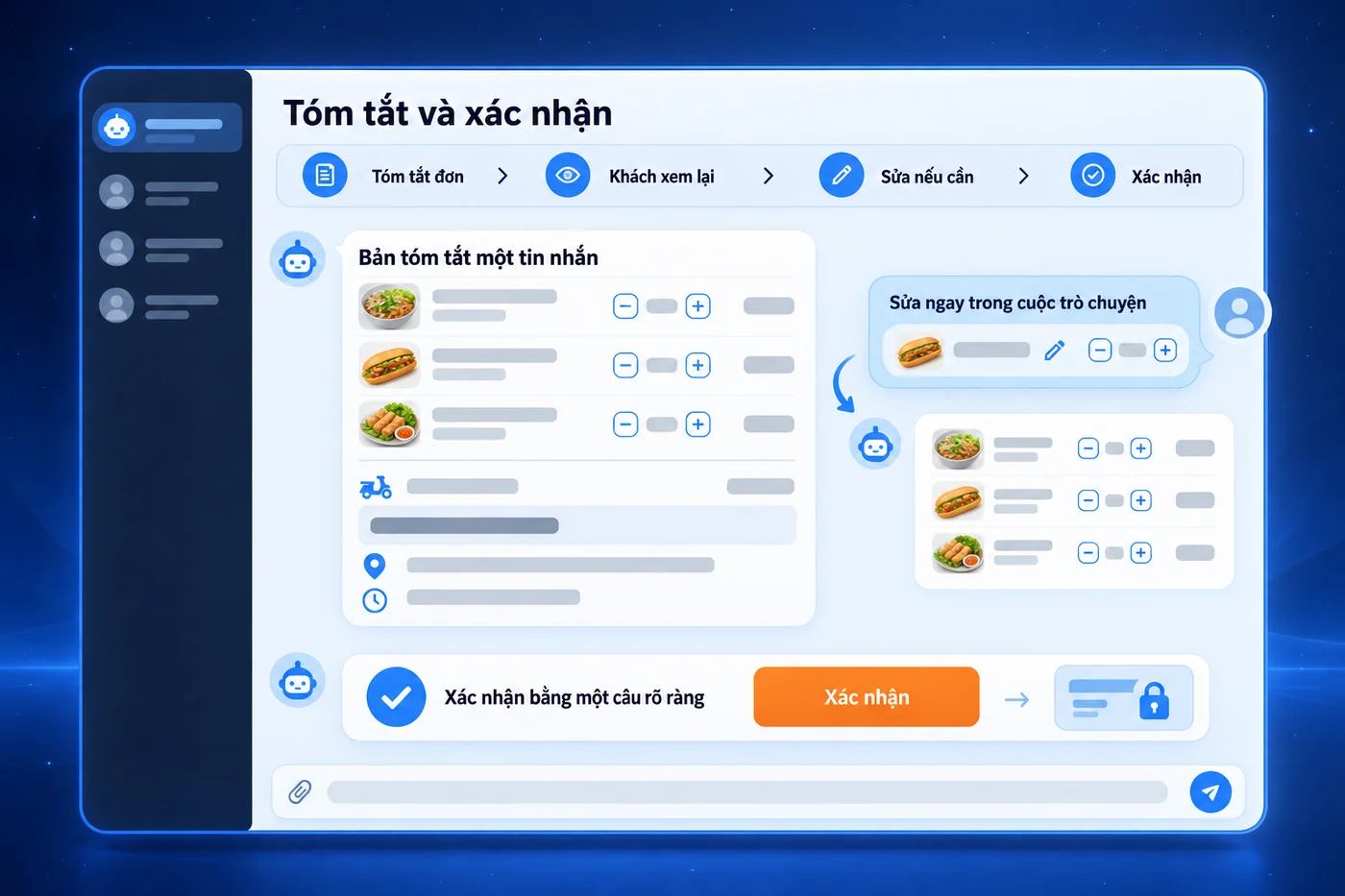 Màn hình minh hoạ: Tóm tắt và xác nhận