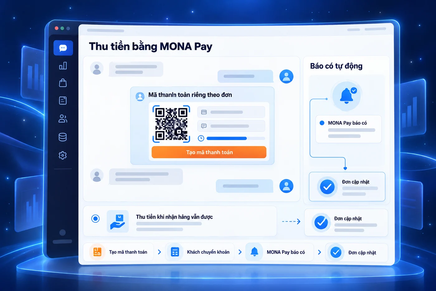 Màn hình minh hoạ: Thu tiền bằng MONA Pay