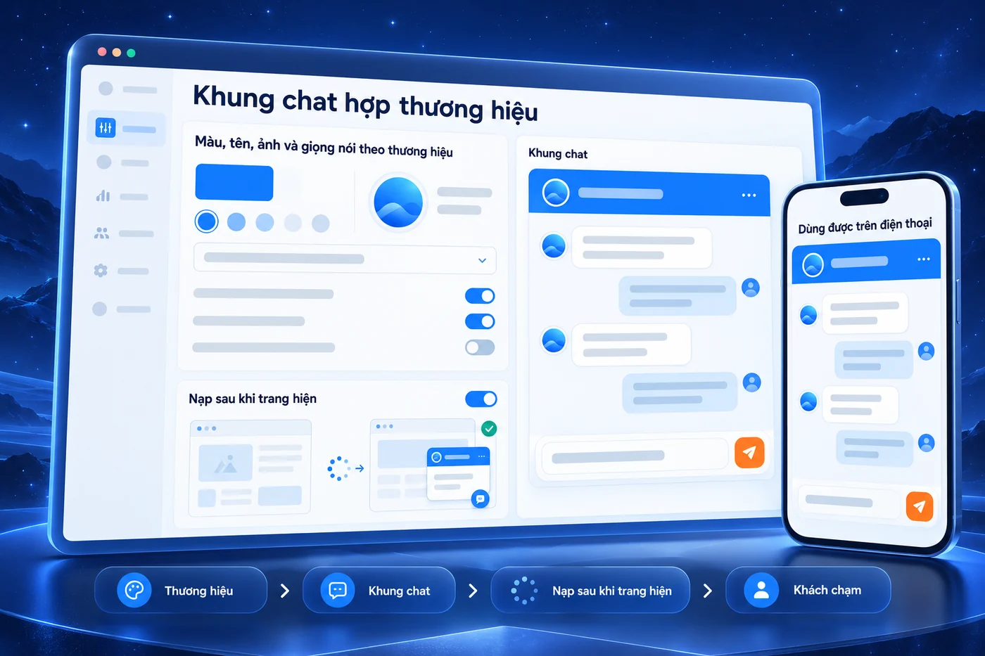 Màn hình minh hoạ: Khung chat hợp thương hiệu