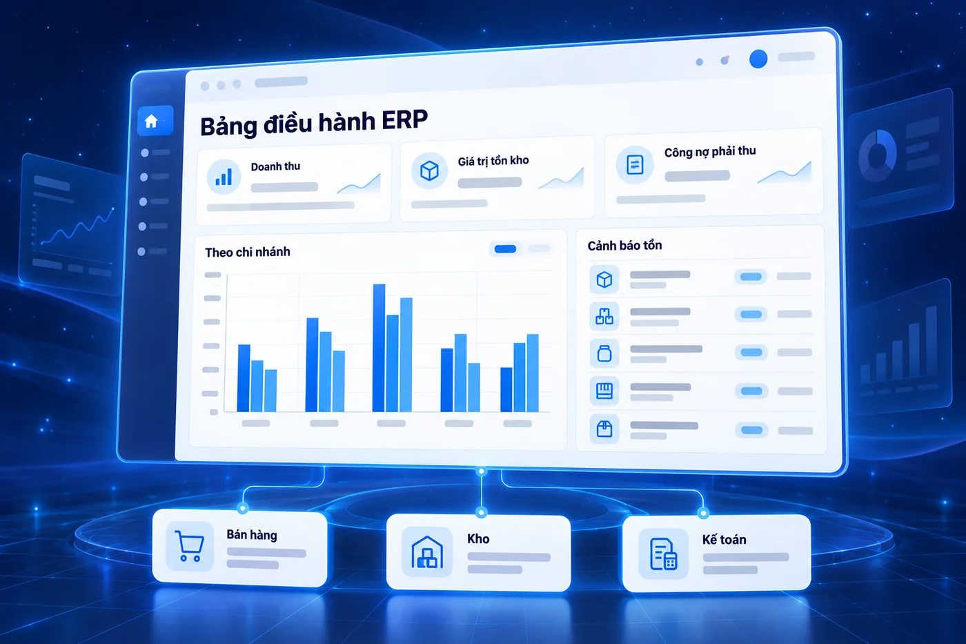 Bảng điều hành minh hoạ của Hệ thống ERP cho doanh nghiệp