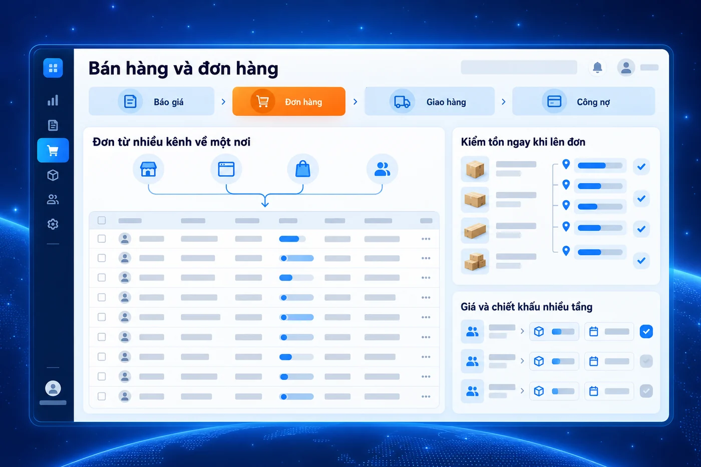 Màn hình minh hoạ: Bán hàng và đơn hàng
