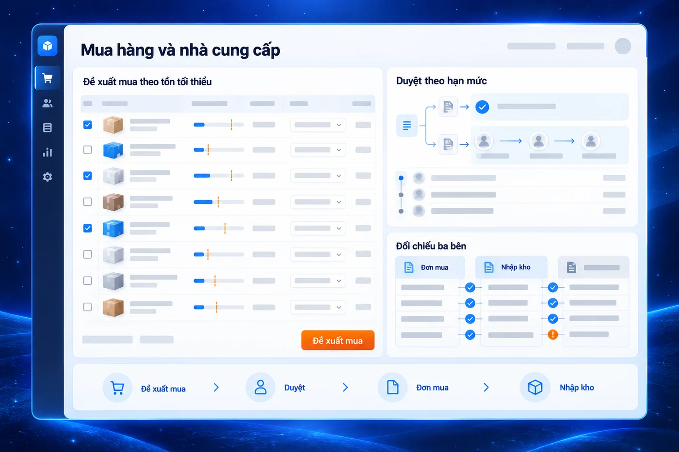 Màn hình minh hoạ: Mua hàng và nhà cung cấp