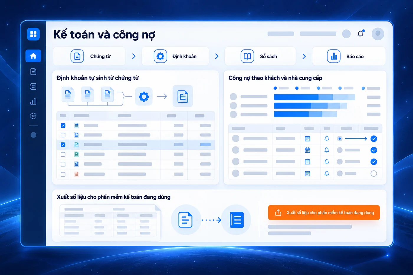 Màn hình minh hoạ: Kế toán và công nợ