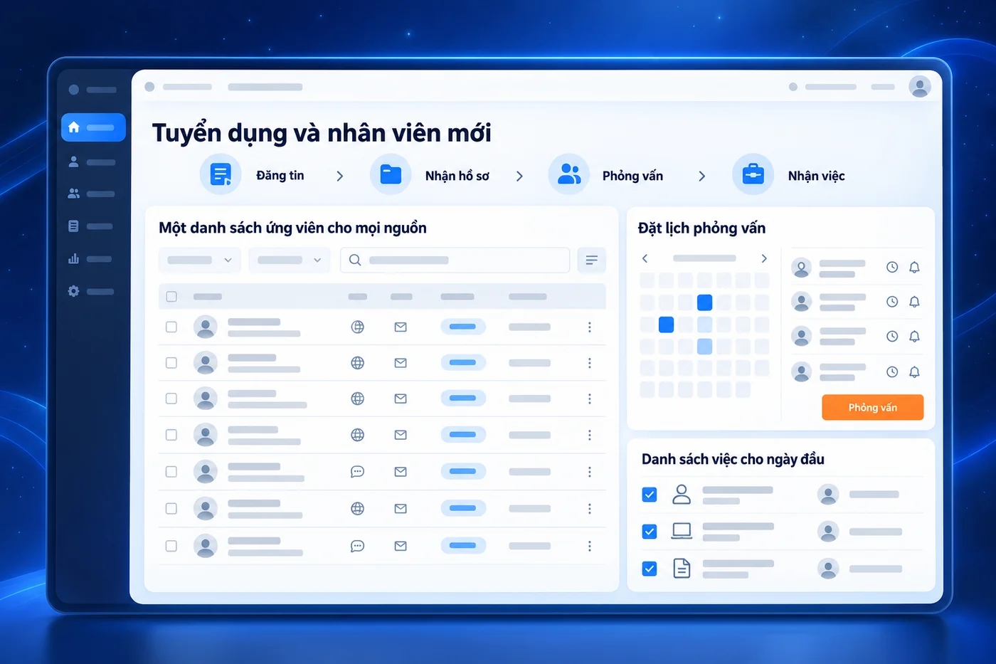 Màn hình minh hoạ: Tuyển dụng và nhân viên mới