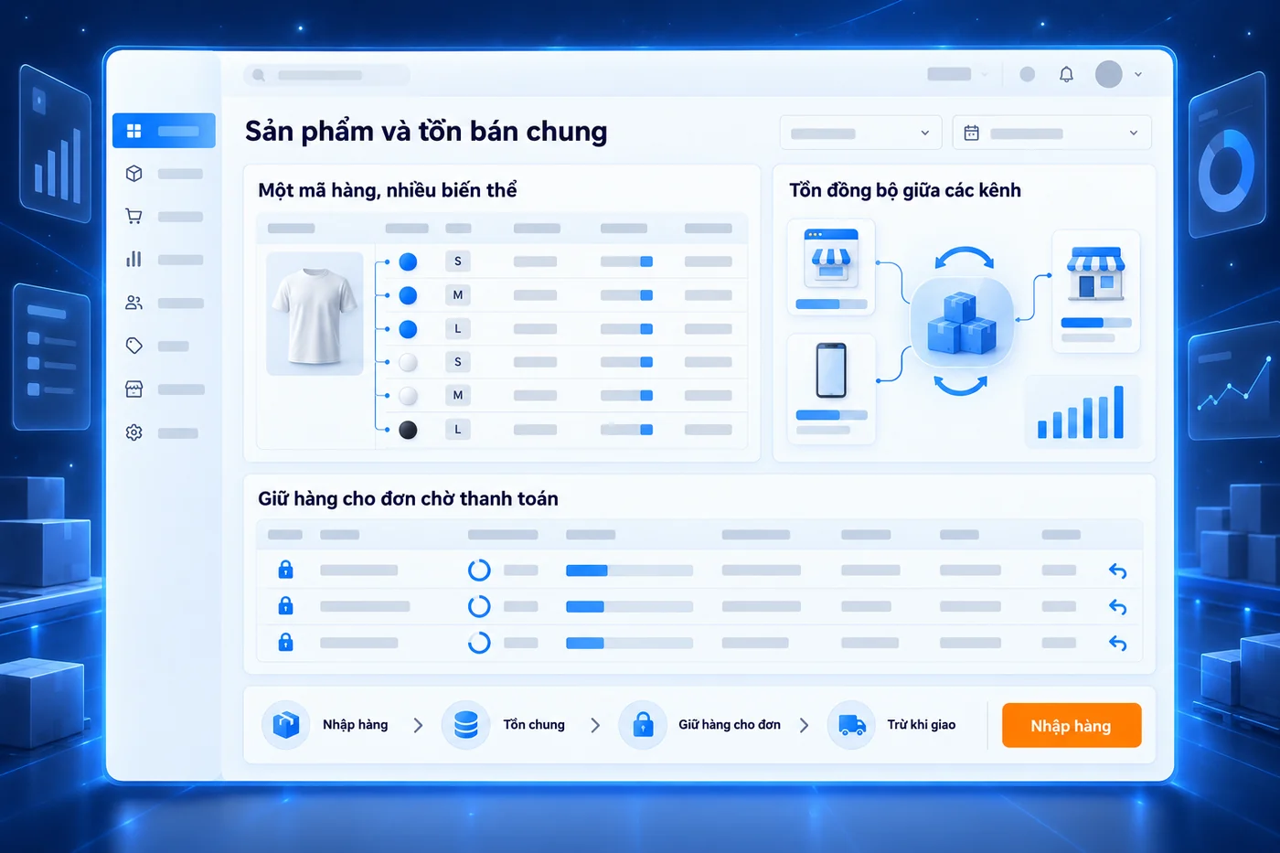 Màn hình minh hoạ: Sản phẩm và tồn bán chung