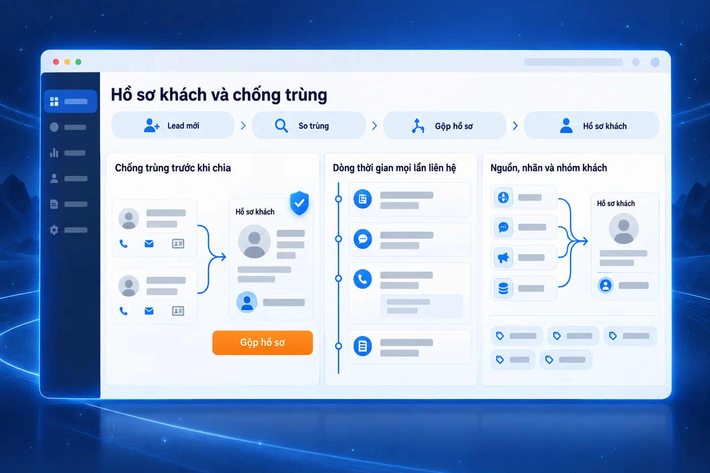 Màn hình minh hoạ: Hồ sơ khách và chống trùng