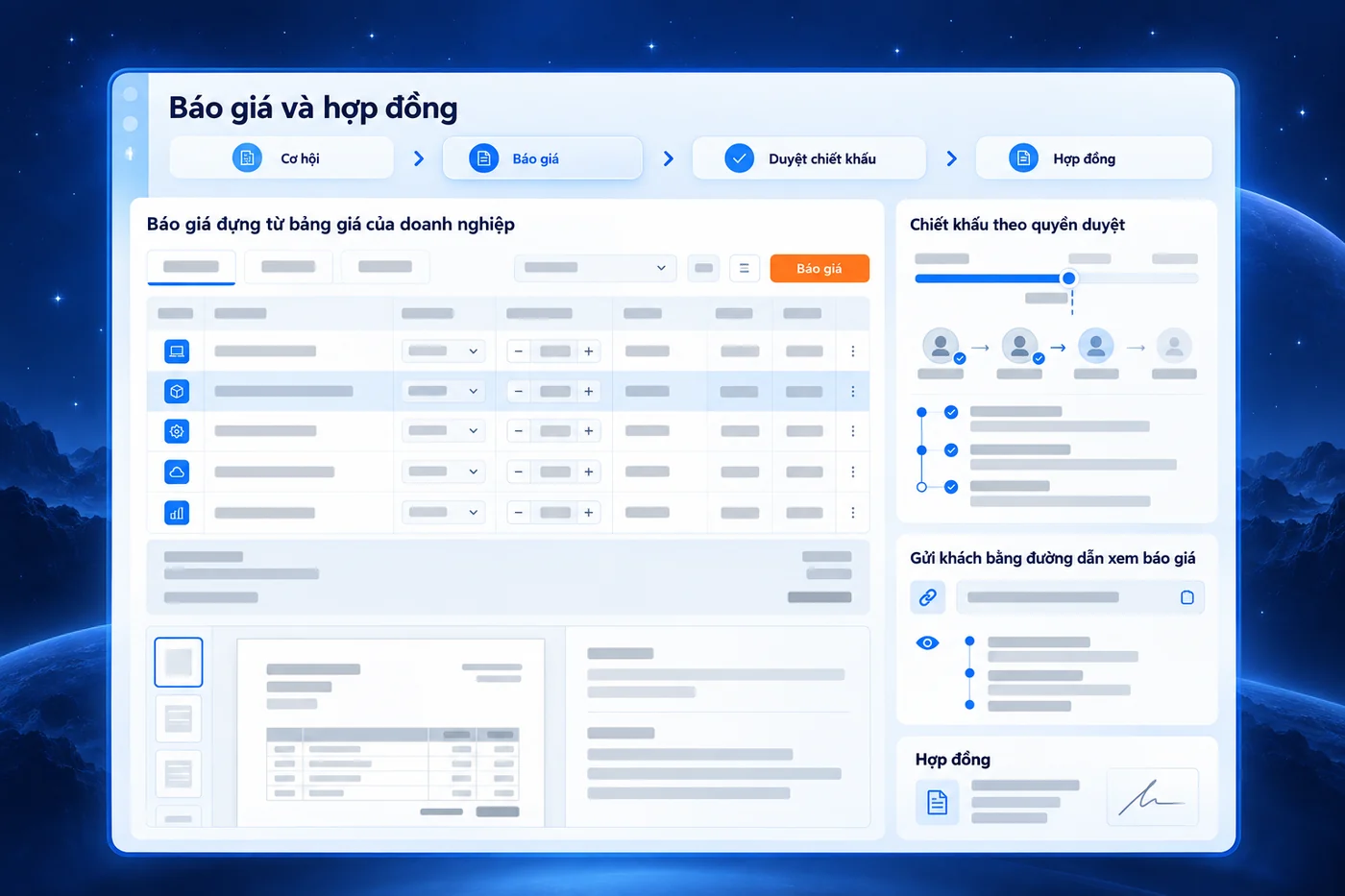 Màn hình minh hoạ: Báo giá và hợp đồng