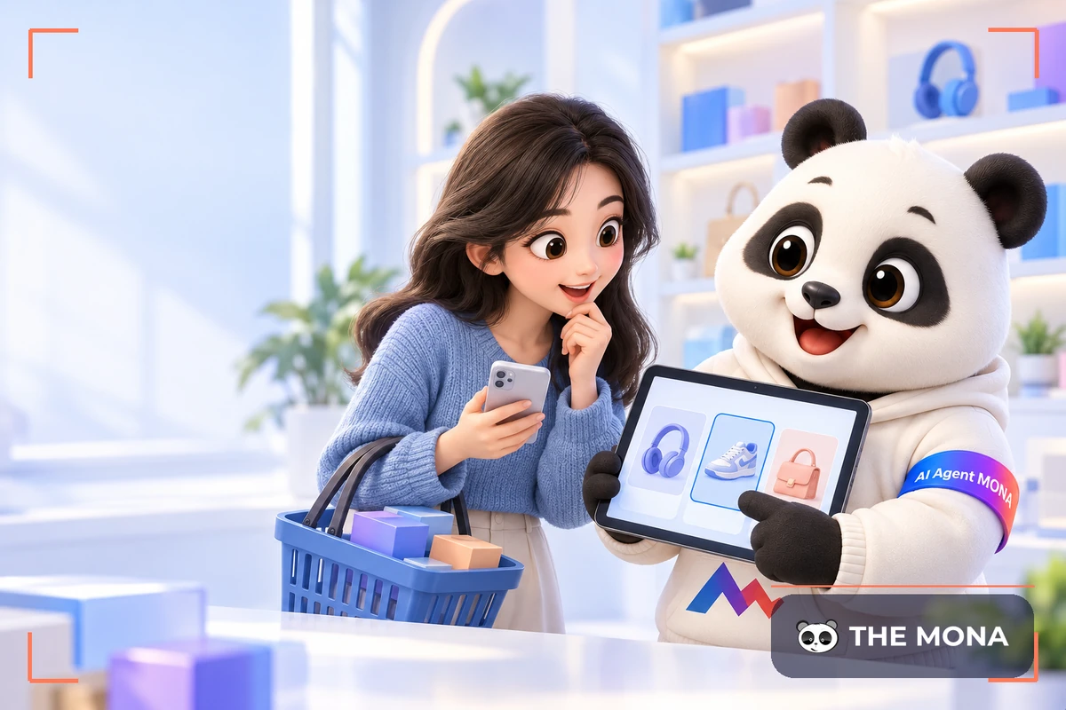 Gấu MONA gợi ý sản phẩm cho khách trong cửa hàng online