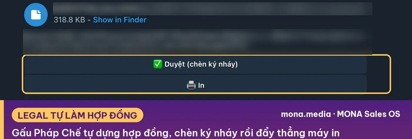 Gấu Pháp Chế dựng hợp đồng, chèn ký nháy và gửi lệnh in