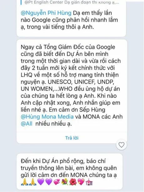 Khách gửi lời cảm ơn MONA