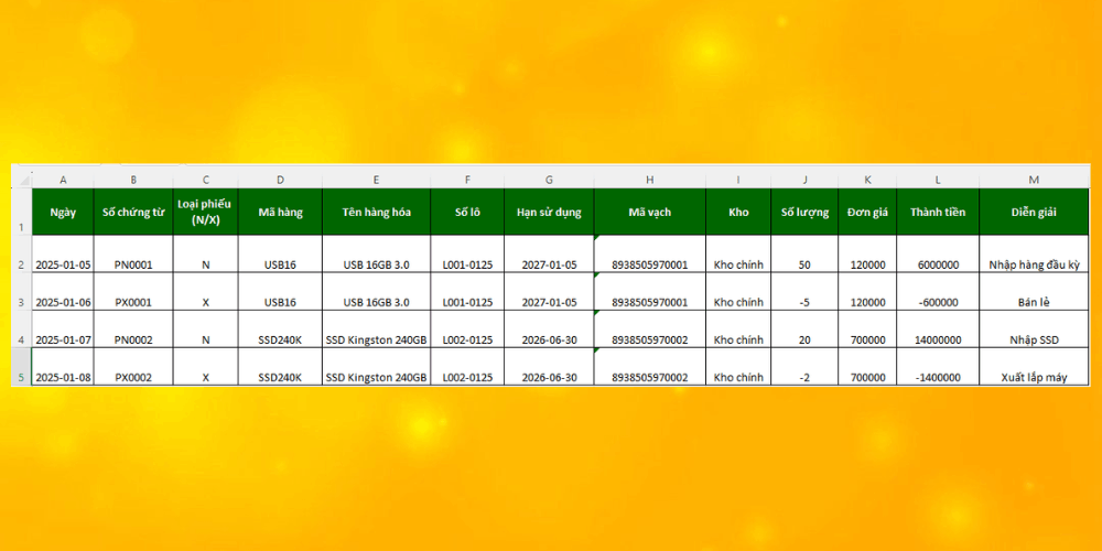 Cách tạo mẫu file quản lý kho bằng excel tích hợp mã vạch