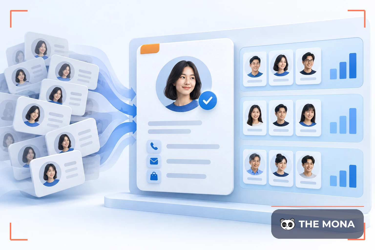 Giao diện hợp nhất hồ sơ trùng lặp và phân nhóm dữ liệu khách hàng