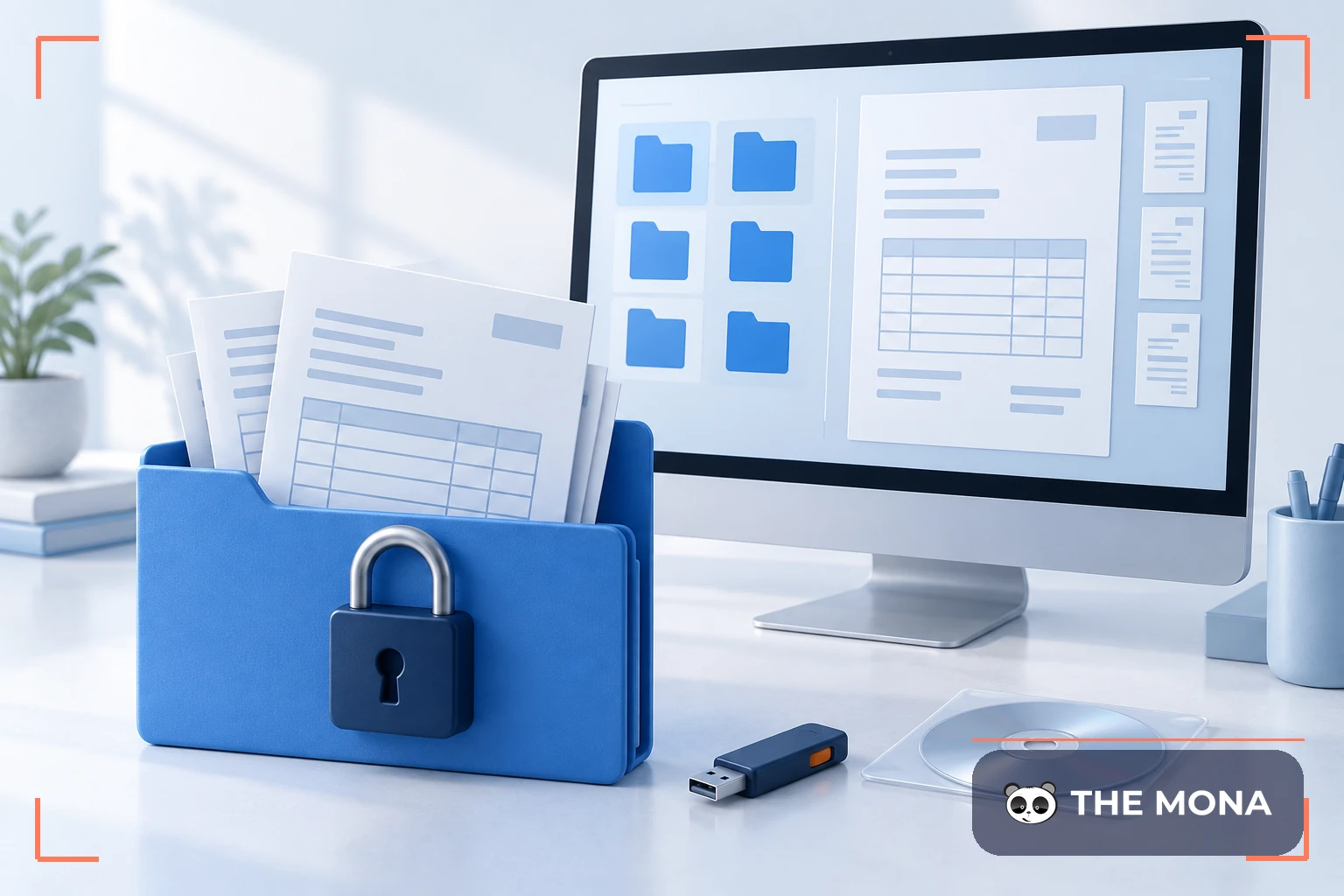Hóa đơn điện tử trên máy tính, thư mục khóa bảo mật, USB và đĩa CD