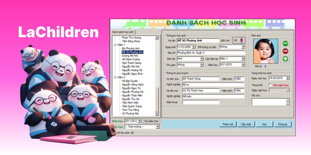 Phần mềm quản lý trẻ em LaChildren