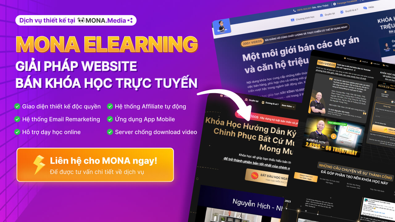 Hệ thống phần mềm bán khóa học online MONA Elearning