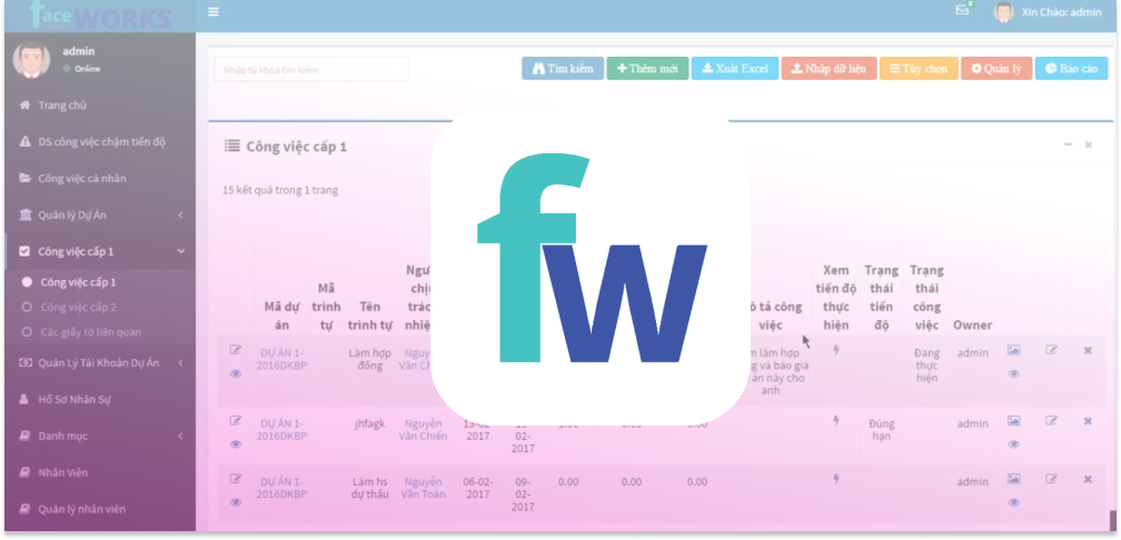 Phần mềm quản lý trung tâm FaceWorks