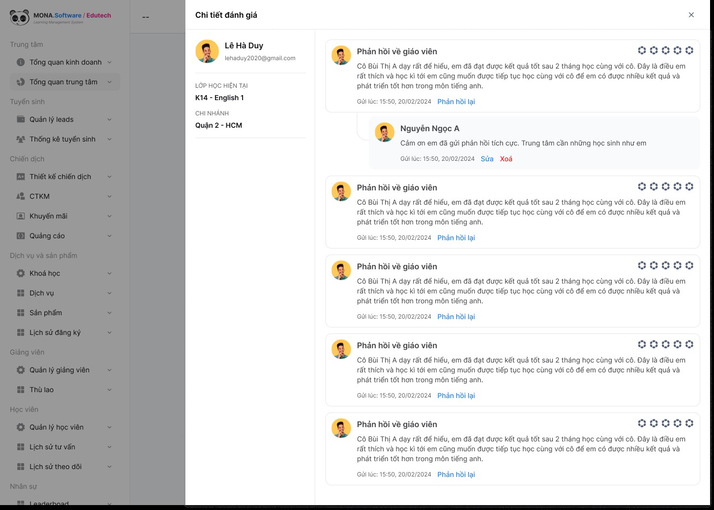 Tính năng quản lý phản hồi