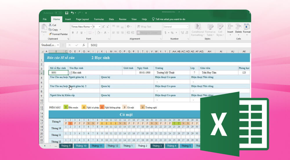 Ứng dụng quản lý học sinh bằng Excel