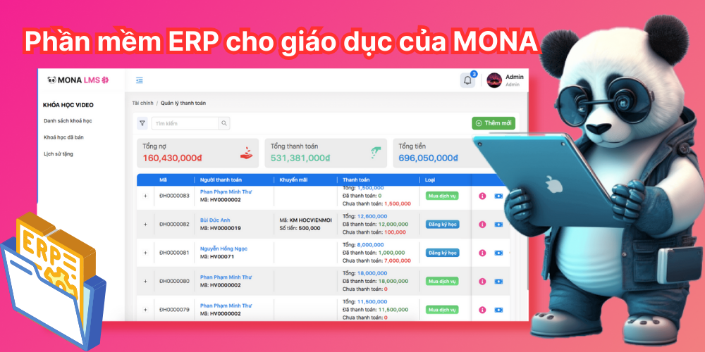 Phần mềm ERP cho giáo dục của MONA 