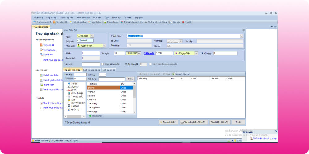 App quản lý dịch vụ cầm đồ Tuki Pawnshop