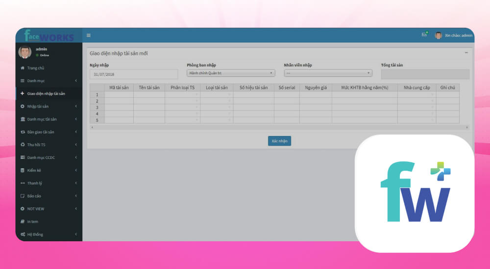 Ứng dụng quản lý thu chi Faceworks
