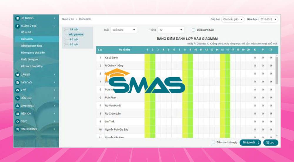 SMAS phần mềm điểm danh học sinh