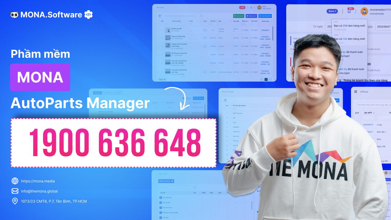 Phần mềm quản lý cửa hàng phụ tùng ô tô, xe máy MONA AutoParts Manager