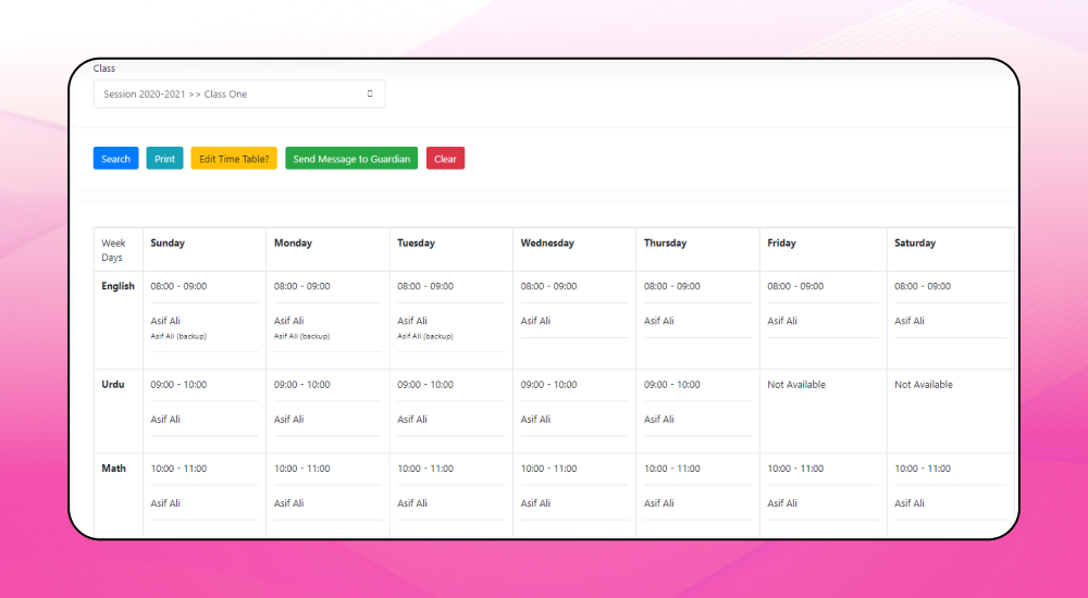 Web app Thời Khóa Biểu
