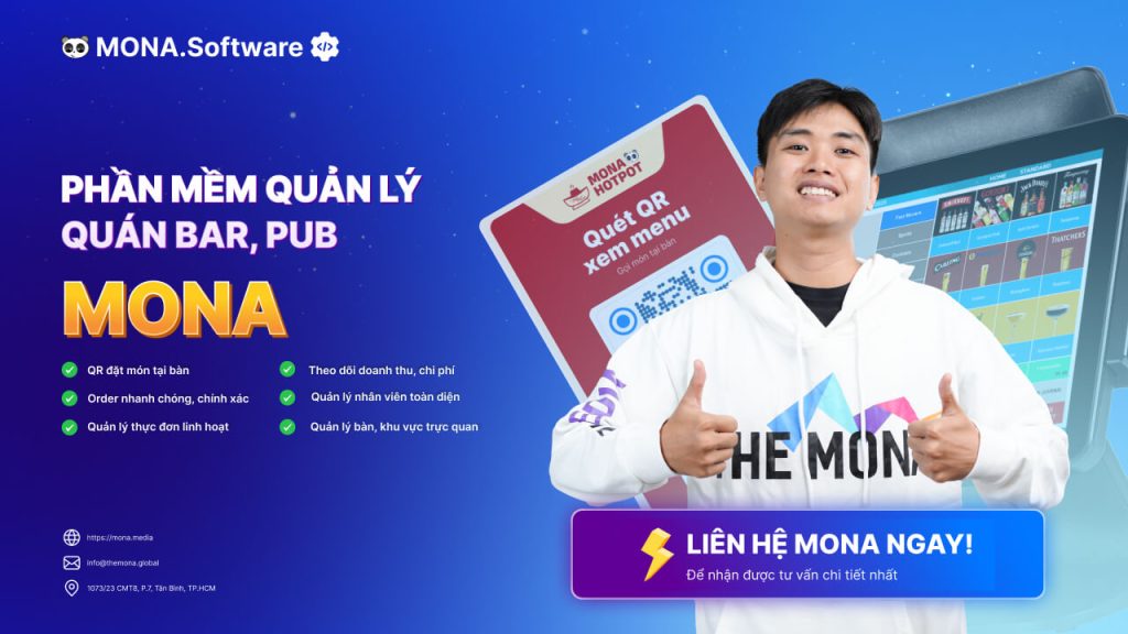 Phần mềm quản lý quán bar, pub, quán rượu MONA