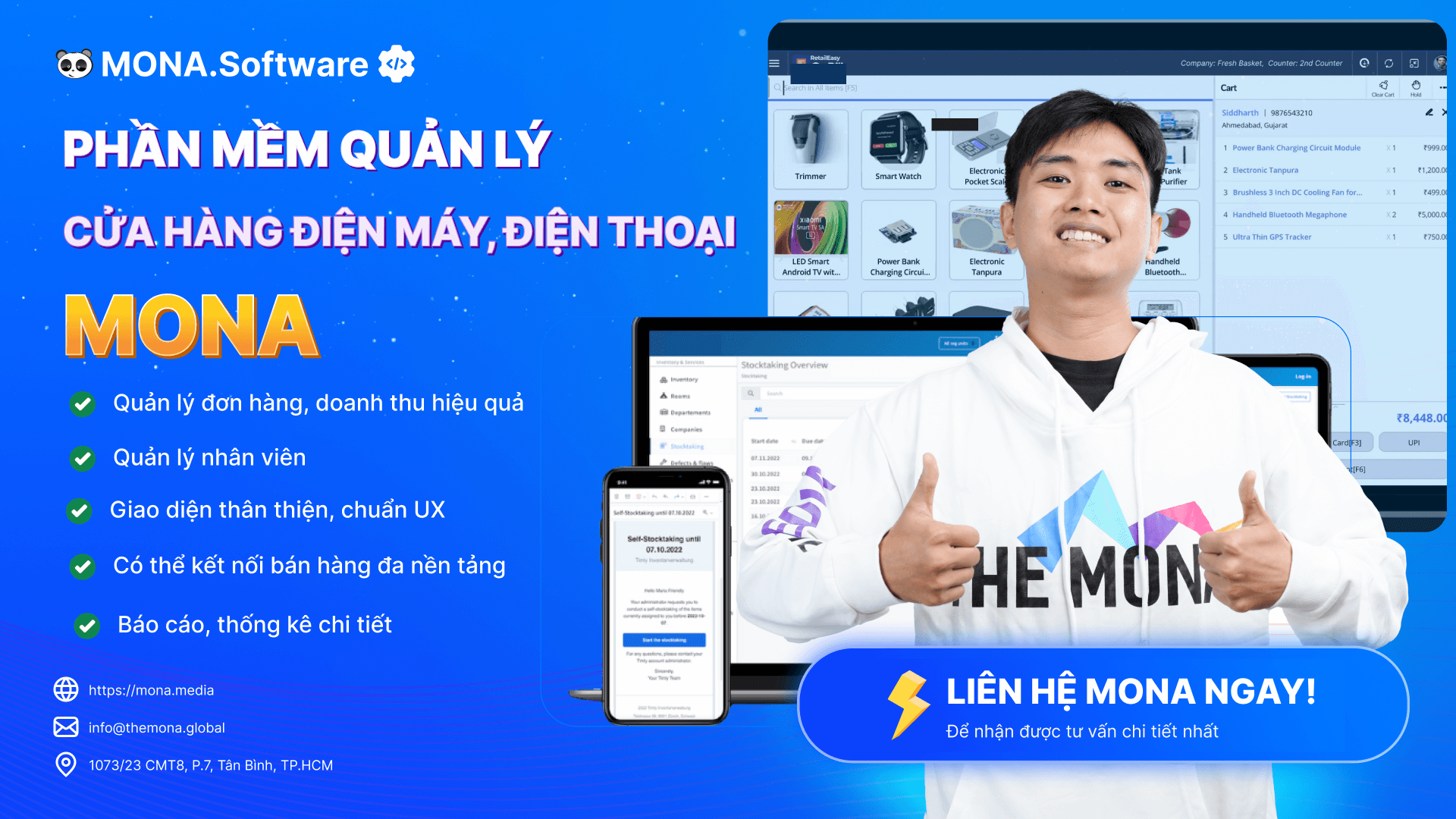 Phần mềm quản lý cửa hàng điện máy, điện thoại MONA