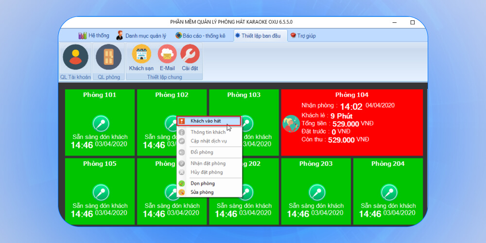 Phần mềm quản lý quán karaoke OXU