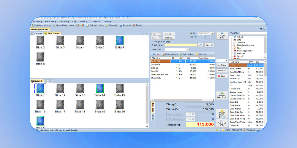 Phần mềm quản lý chuỗi bida Vietbill