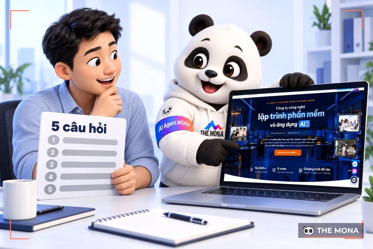 Chủ doanh nghiệp cầm năm câu hỏi chọn công ty phần mềm bên gấu MONA