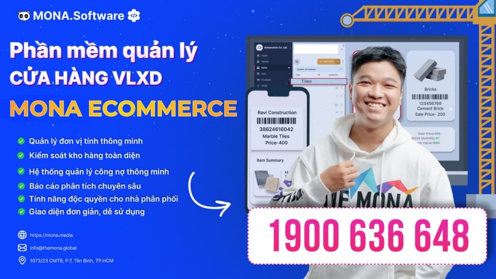 Phần mềm quản lý cửa hàng vật liệu xây dựng MONA Ecommerce