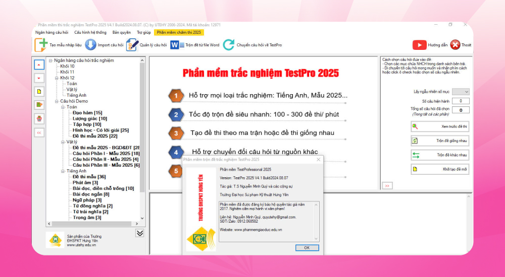 Ứng dụng trộn đề thi trắc nghiệm TestPro