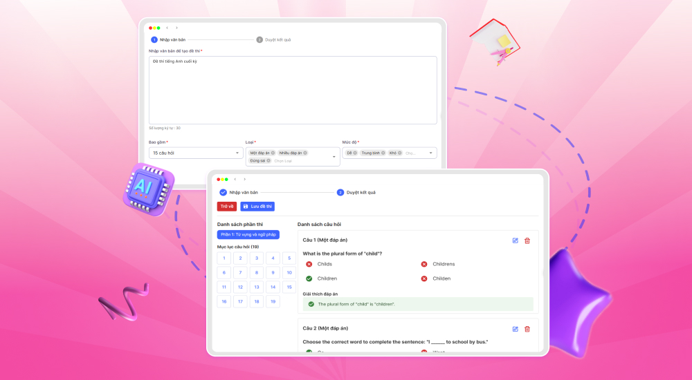 Web app trộn đề thi trắc nghiệm online ED Quiz