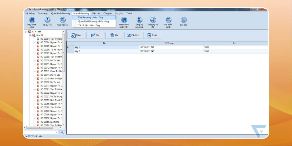Phần mềm máy chấm công FTA