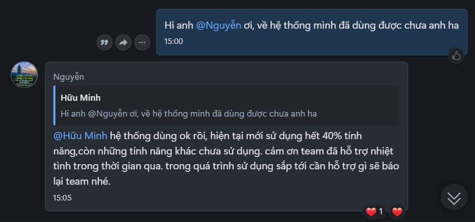 Khách hàng feedback sau một thời gian sử dụng NHAHANG.AI