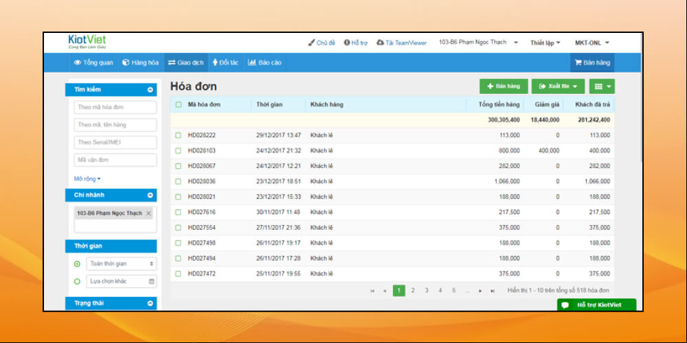 Phần mềm kế toán bán hàng kiotviet