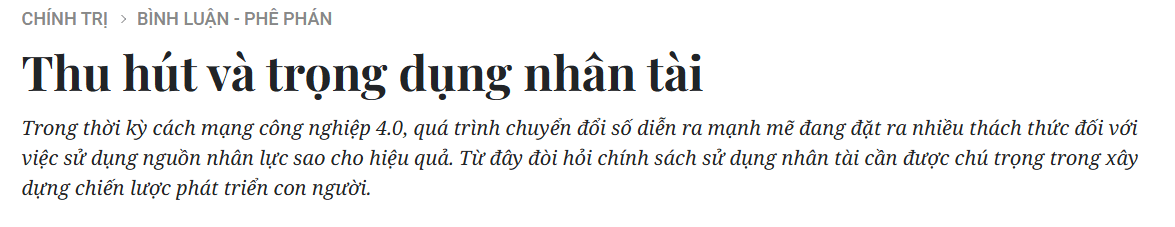 Thực trạng thu hút và giữ chân nhân tài hiện nay