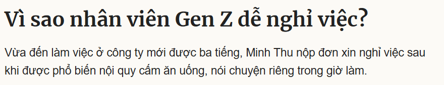 Tình trang Gen Z đễ nghỉ việc hiện nay