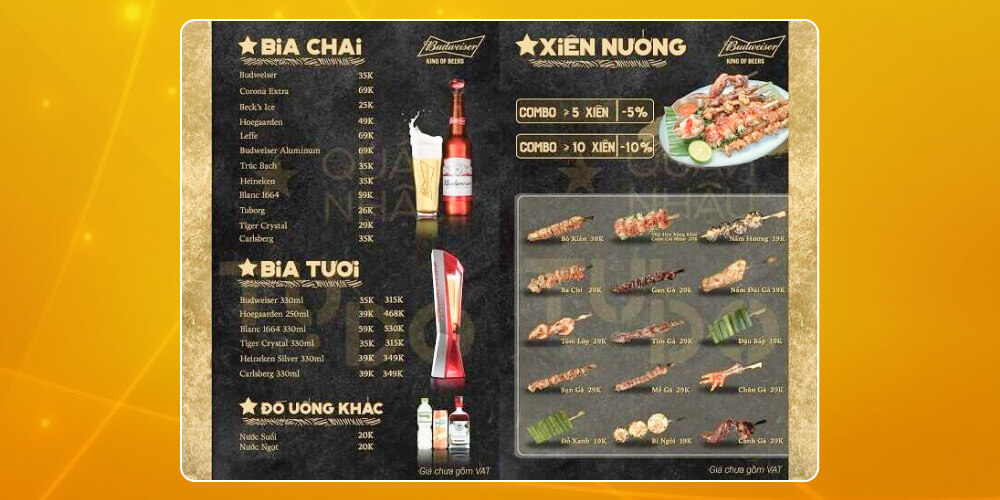 Kinh nghiệm mở quán bia bình dân là cần có menu hấp dẫn