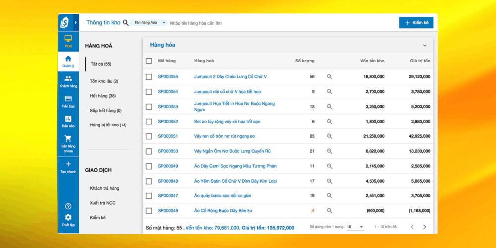 Phần mềm quản lý hàng tồn kho SUNO