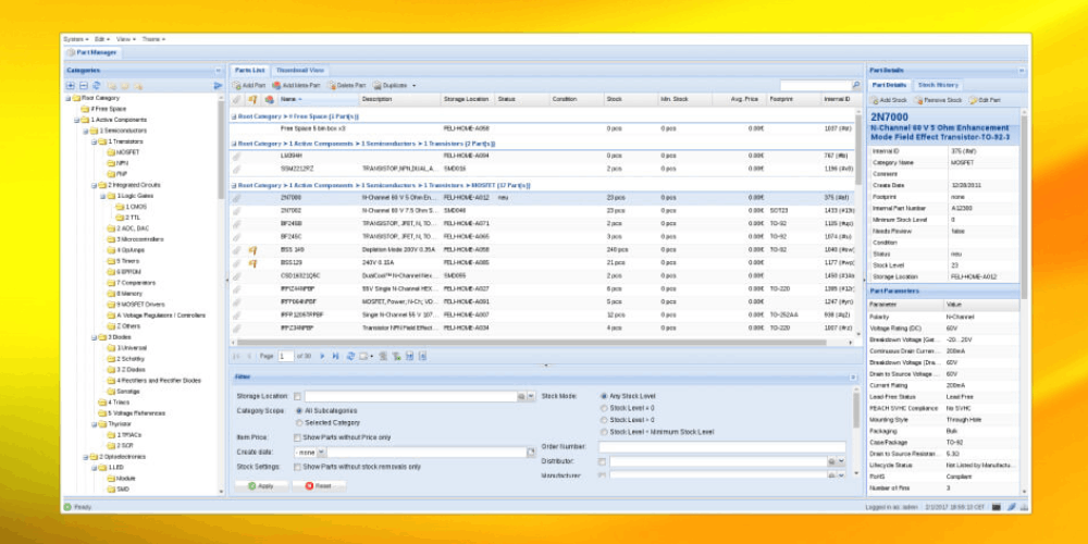 Phần mềm quản lý hàng hóa sản xuất PartKeepr
