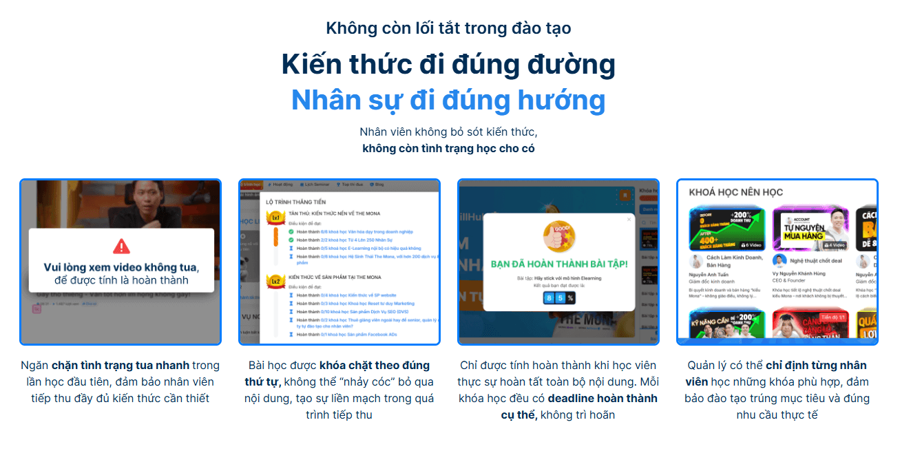 Những tính năng nổi bật của phần mềm đào tạo nội bộ MONA SkillHub