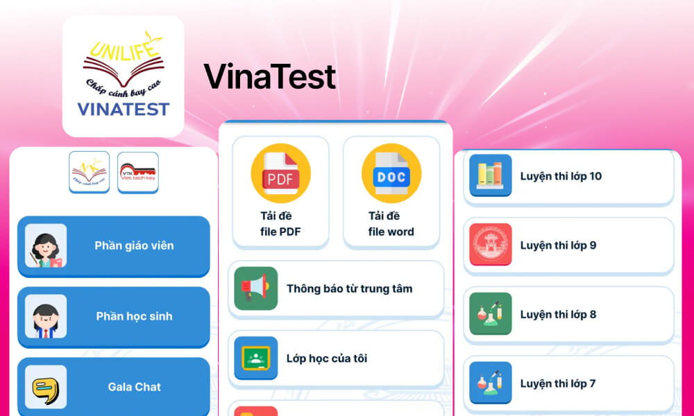 App luyện thi THPT Quốc gia VinaTest
